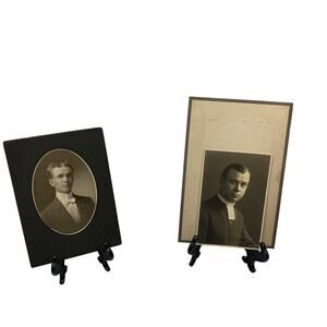 Antique 1800's Mounted Card Stock Photographs Suited Business Men & Priest